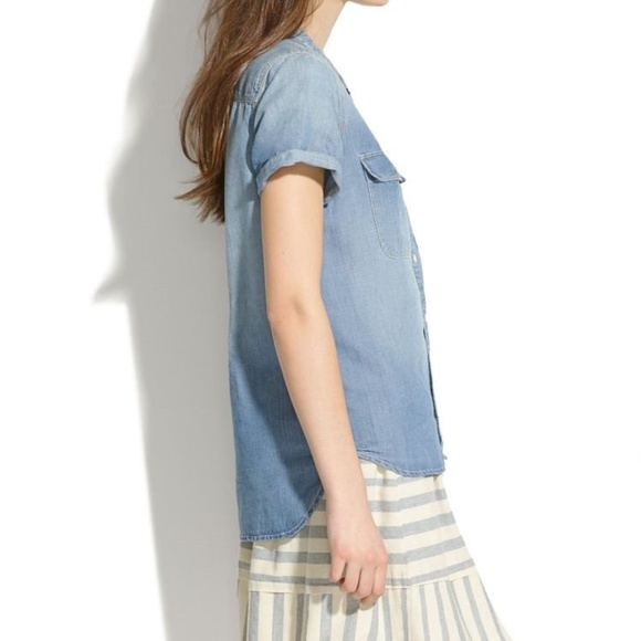 MADEWELL Blue Perfect Chambray Sunday Shirt [E8] - Picture 5 of 8